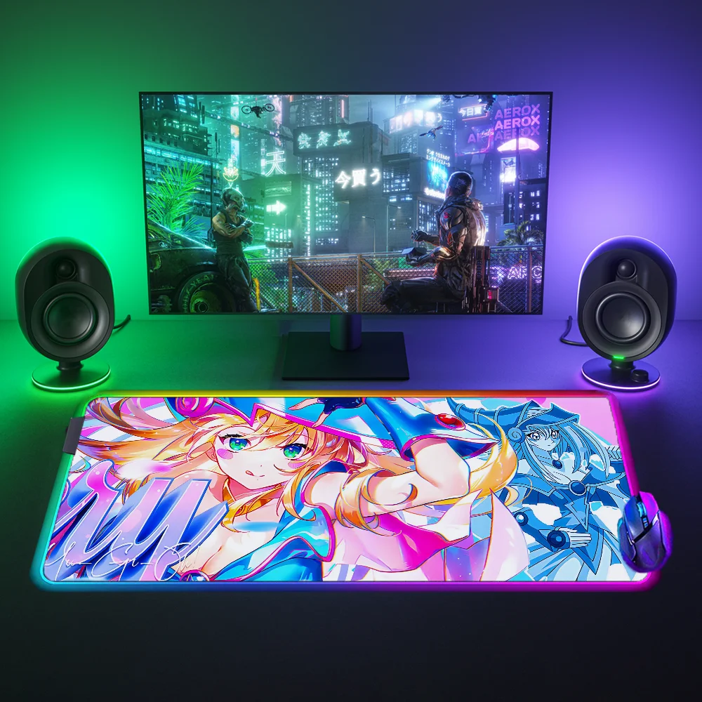 

Anime YUGI Girl Xxl Gaming Mouse Pad Gamer Rgb LED Backlit Pc Accessories Deskmat Mousepad Mats Mause Pads Carpet Large Mat