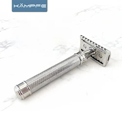 KAMPFE Men's Stainless Steel Double-Edged Safety Razor Traditional Manual Shaving Tool Gift with CNC Machining