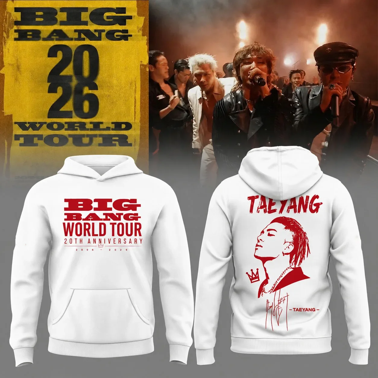 2026 Bigbang 20th Anniversary Concert Bigbang Letter Unisex Hoodie Front Back Print Kpop Fans Oversized Pullover Sweatshirt