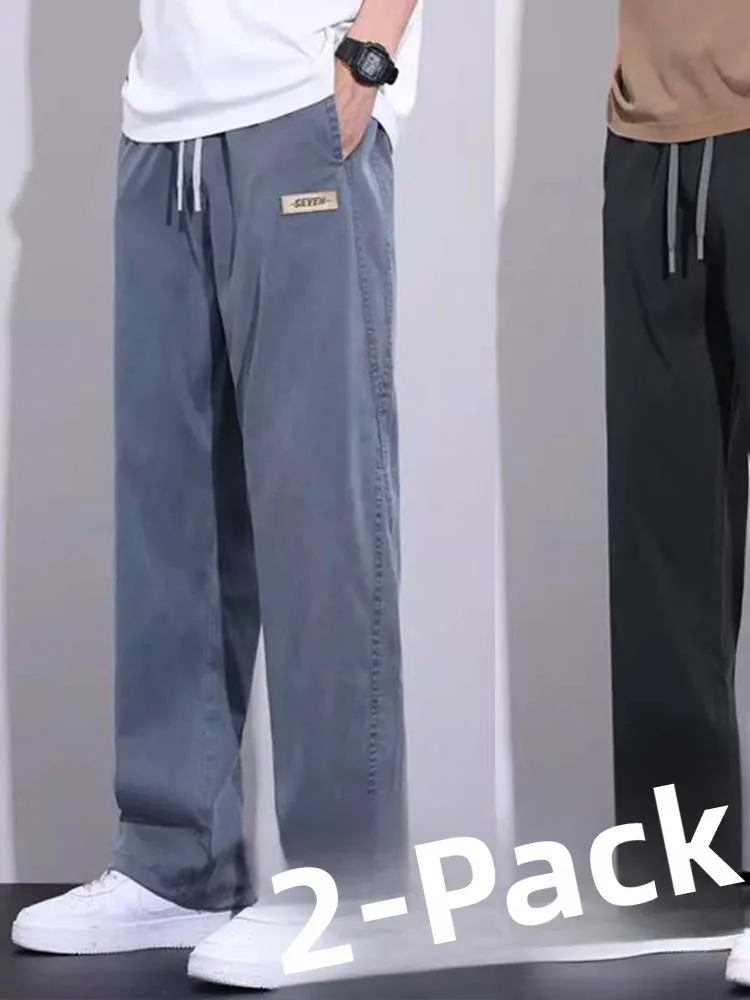 

Men's Jeans Summer Thin Wide Leg American Sle Loose Elastic Waist Straight Casual Pants Youth Faion Casual Trousers