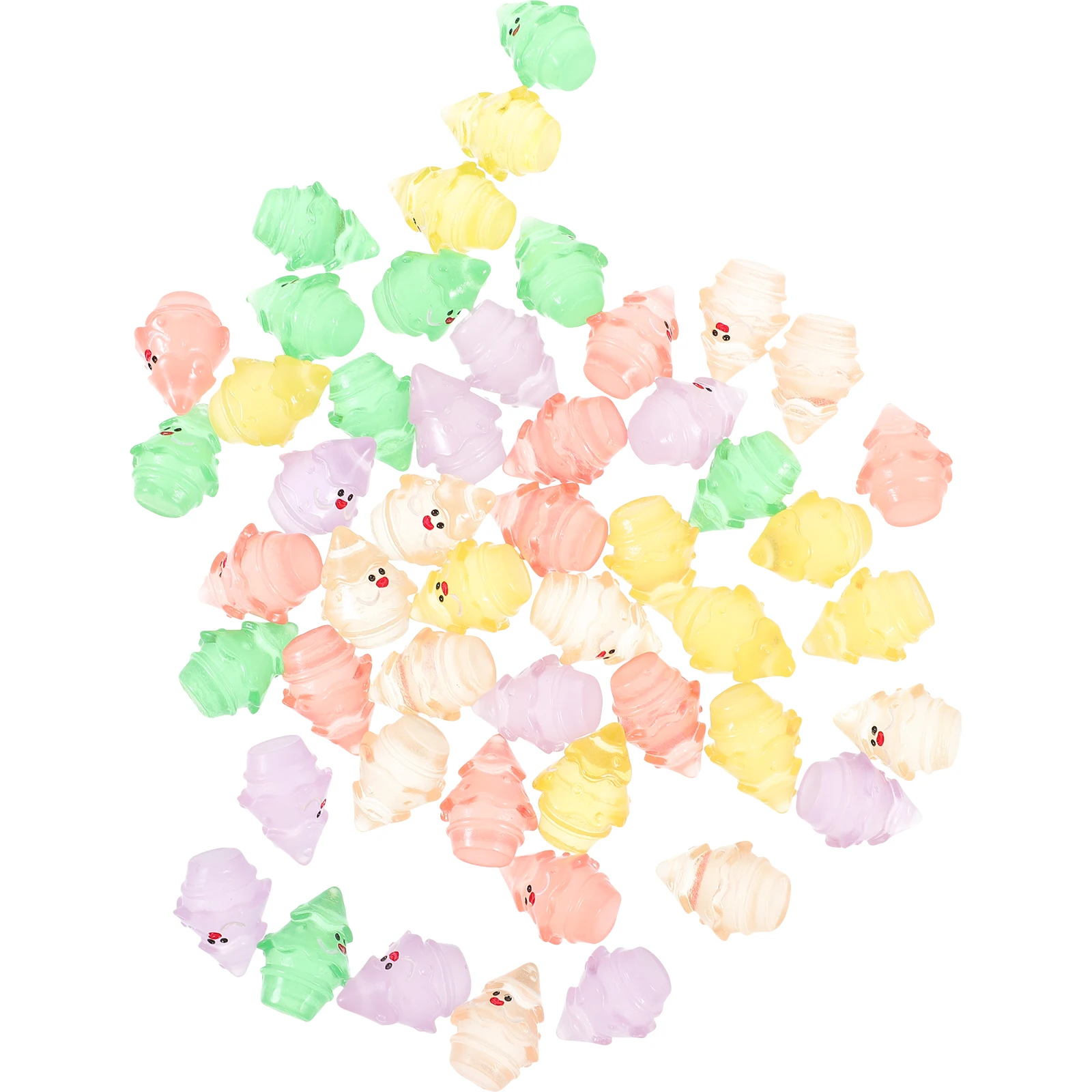 

50Pcs Luminous Resin Christmas Tree Miniatures Aquarium Decor Fish Tank Mini Christmas Crafts Micro Landscape Table Decor