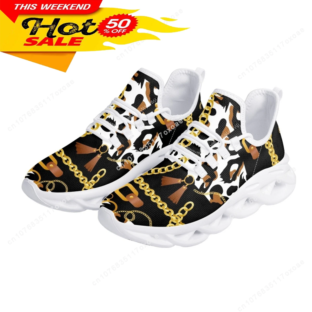 Fashion Leopard Women Platform Shoes Gold Baroque Chain Design Lady Couple Travel Mesh Sneaker Flat Footwear 2023