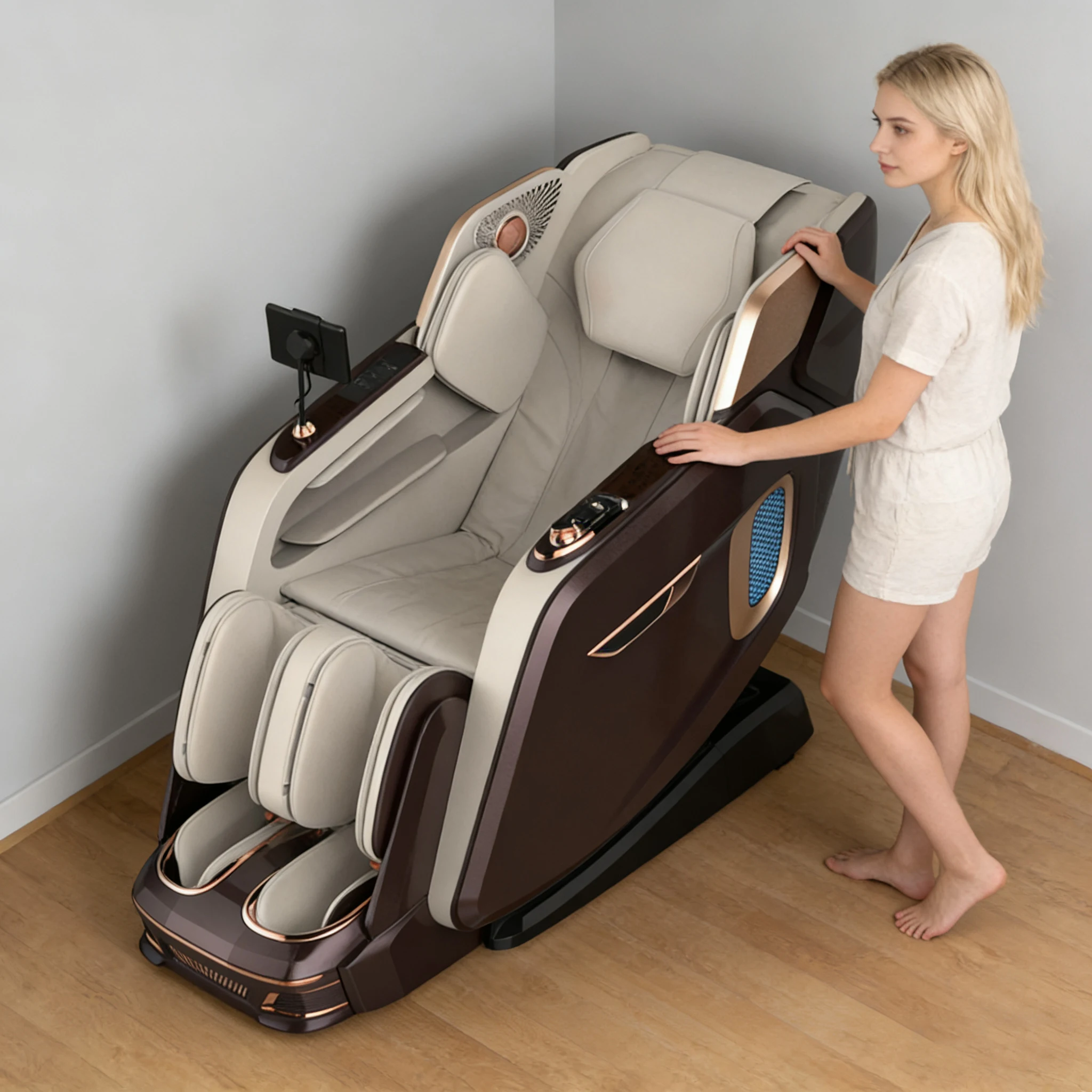 Massage Chair Shiatsu Massage with Rocking Mode Tapping Techniques and Heating Therapy Thai Stretching 4D SL Track Massage Chair
