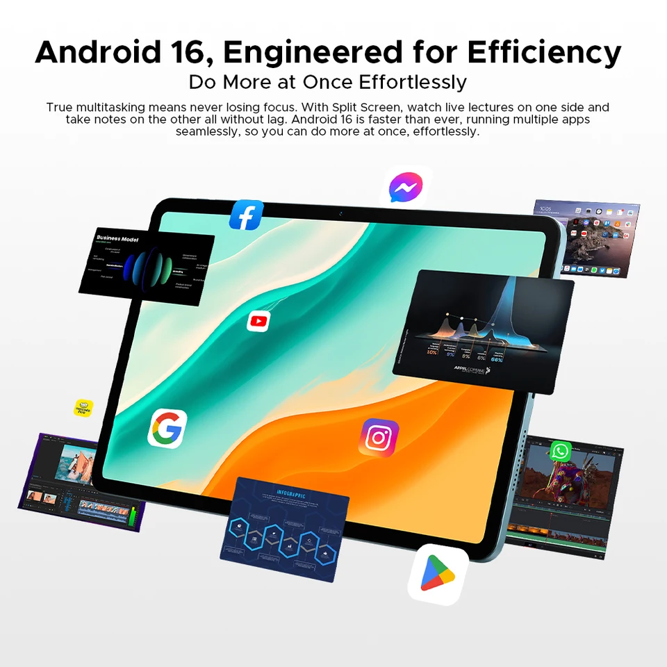 DOOGEE Tab G6 Pro 2 IN 1 Tablet Android 16 Dual Speakers 12'' 90Hz
