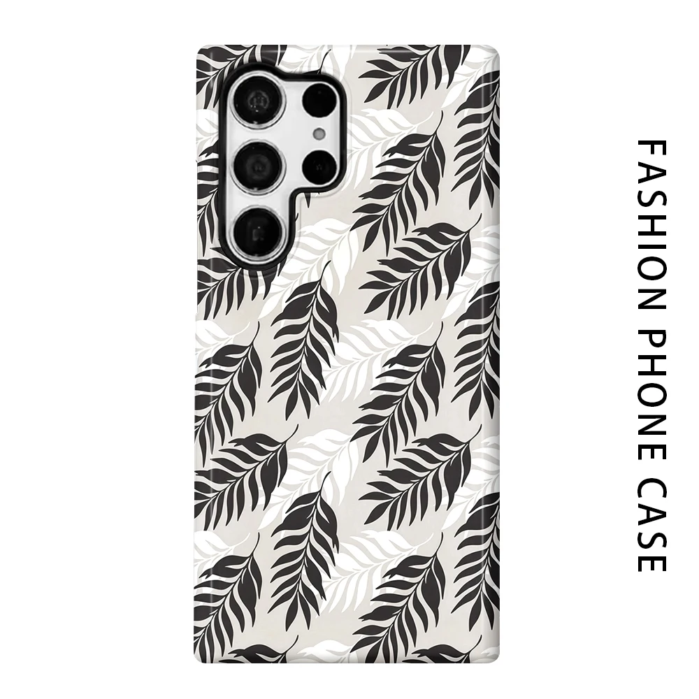 Tropical Leaf Phone Case for For Samsung Galaxy S26 S25 S24 S23 S20 FE A56 A36 Ultra Glossy HD Hard Cover Film Shell