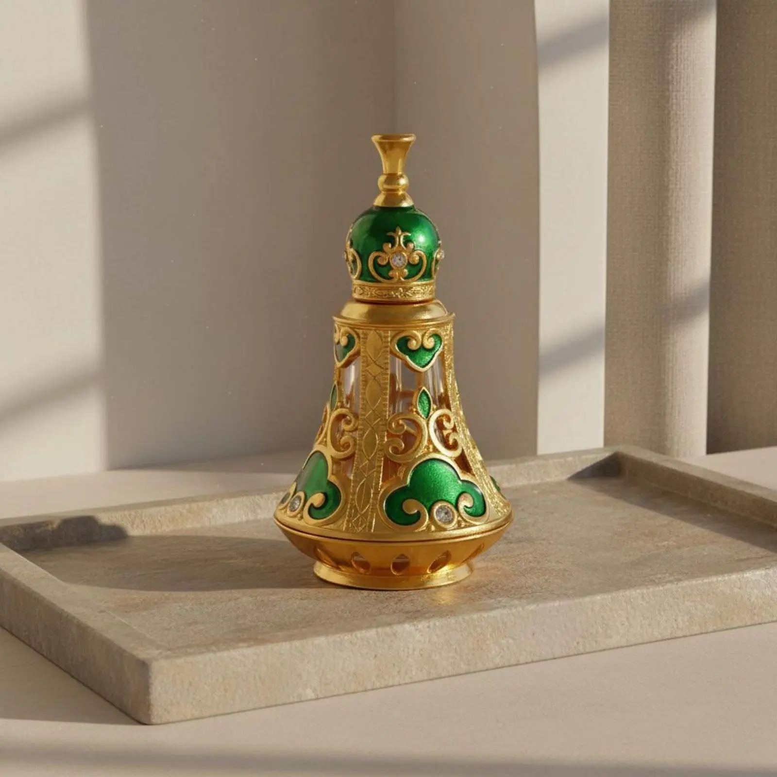 Middle Eastern Perfume Bottle Decorative Middle Eastern Design Oil Bottle Handmade Portable for Collectors, Bedroom, Bathroom