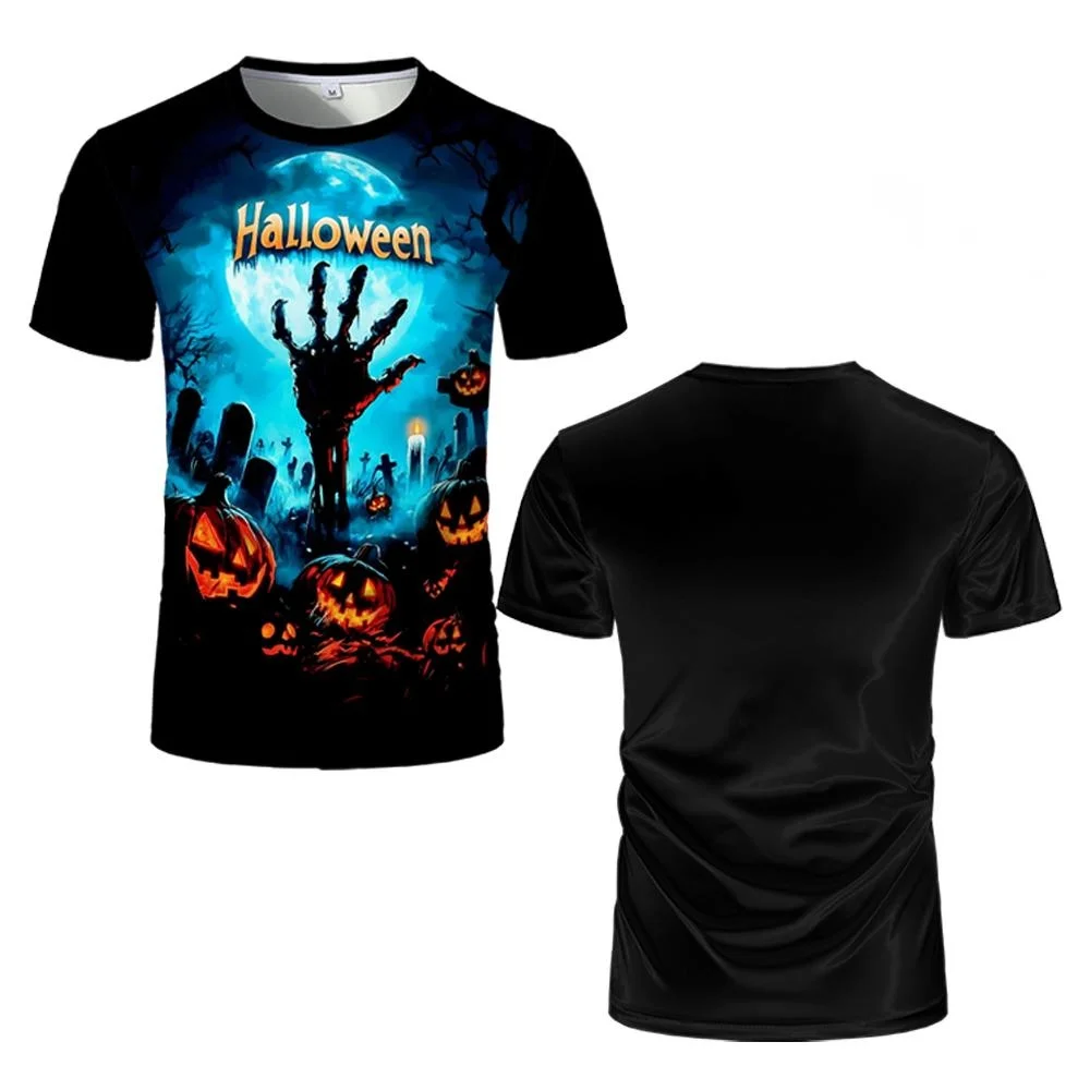

Halloween Theme Printed Men's T-shirt Pumpkin Ghost Pattern Funny T Shirts Unisex Casual Harajuku Round Neck Short Sleeve Tops