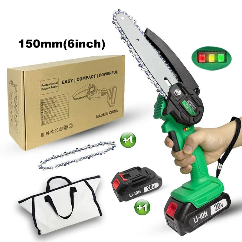 LIBITE 6inch Electric Mini Chain Saws Pruning ChainSaw Cordless Garden Tree Bush Cutting Trimming For Wood Lithium Battery 150mm