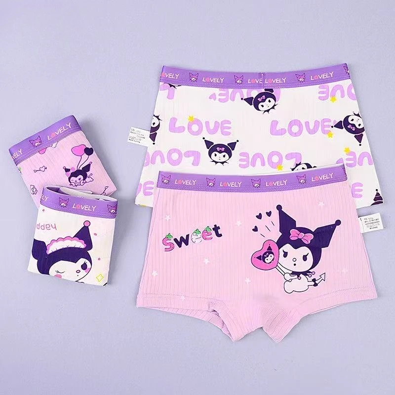 4 Packs of Sanrio Melody Kuromi Series Children's Underwear, Pure Cotton Class A Boxers
