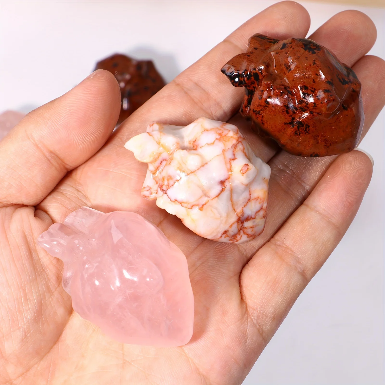 1pc  Natural rose quartz small rough stone hand model carving, red obsidian gemstone crafts, holiday gifts