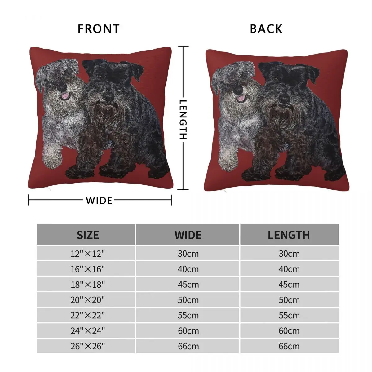 Miniature Schnauzer Buddies Square Pillowcase Polyester Linen Velvet Pattern Zip Decor Pillow Case Bed Cushion Case