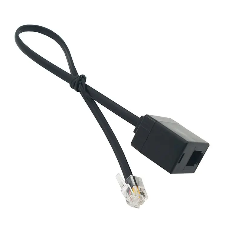 5PCS RJ9 female extension 4P4C crystal head telephone wire to 4-core straight-through head conversion cable L=25CM
