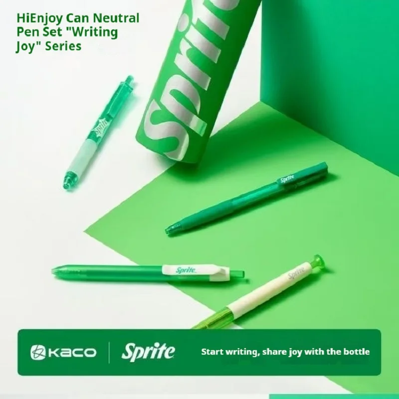 KACO 4pcs Limited Edition Cherry Cola Co-branded Gel Pens Set,0.5 Quick-dry Large Capacity Creative Can Decompression Stationery