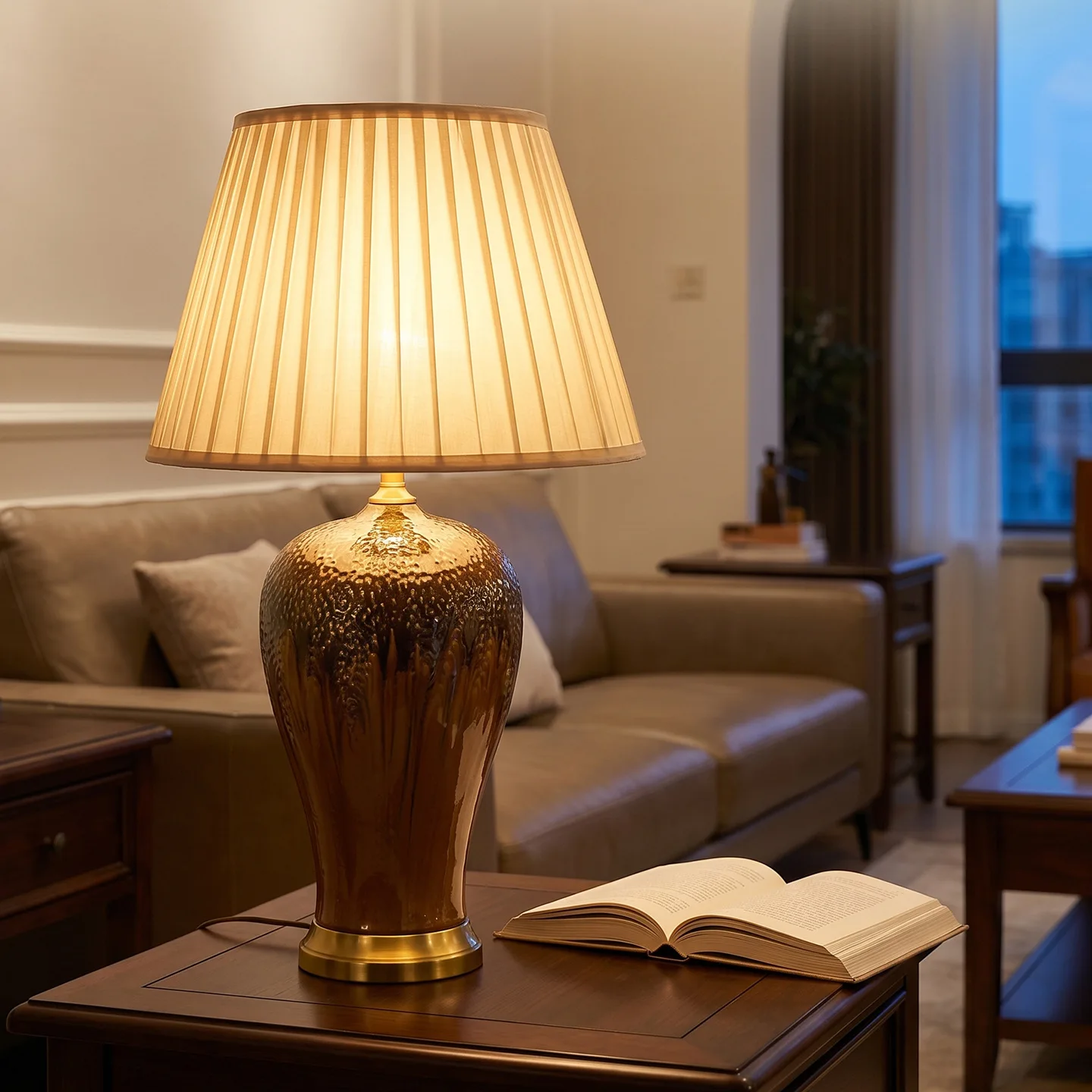 American Kiln Glaze Artistry Ceramic Light Fixture Living Room Decor Bedroom Beside Lamps Dining Table Atmosphere Illumination