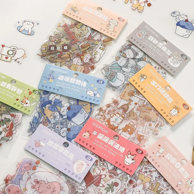 46 pcs/Pack Kawaii Mini Nature Animals PET Waterproof Stickers Cute Scrapbooking Diy Journaling Sticker Stationery Supplies