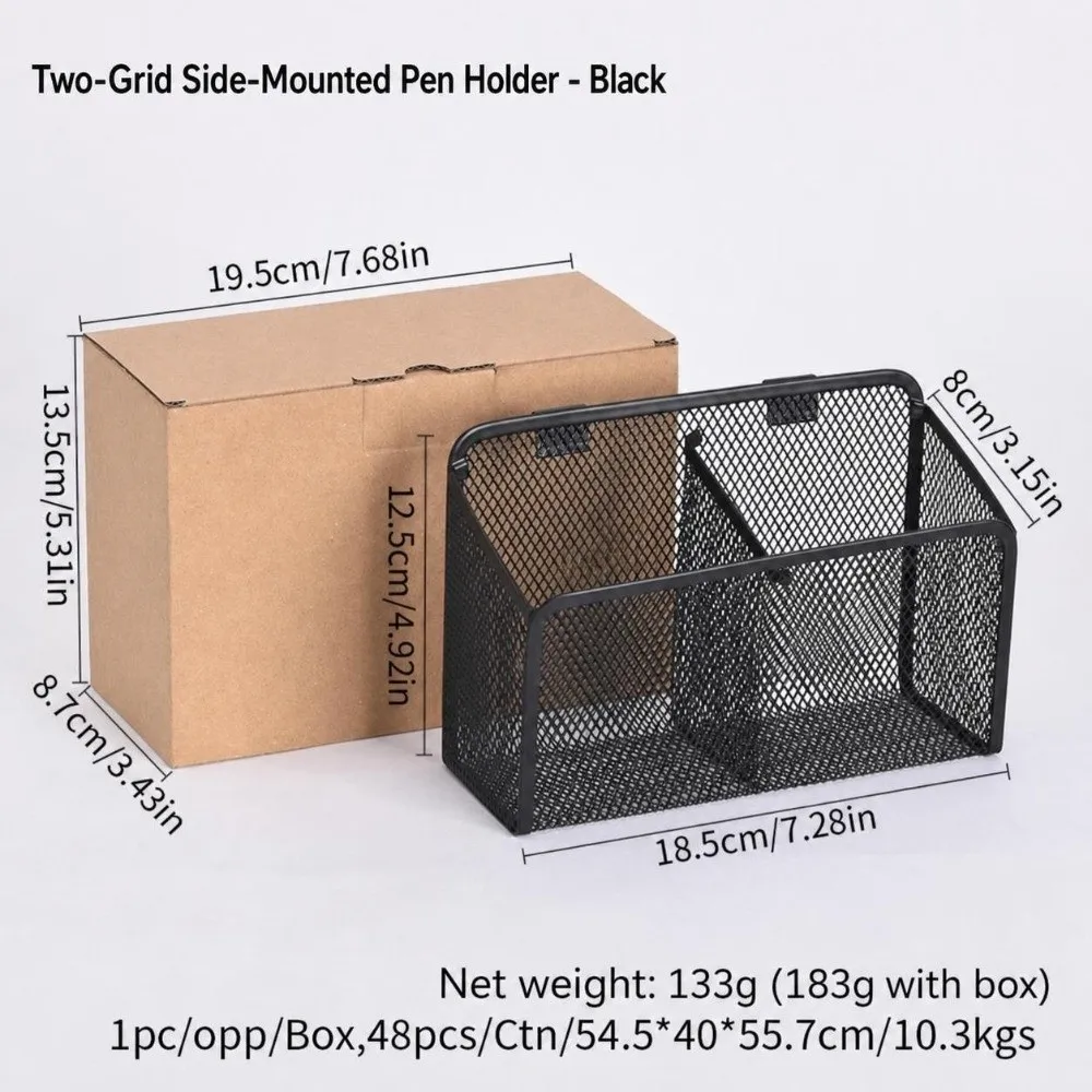 Portable Metal Hanging Pen Holder Mesh Semi-Circle/Oval Desk Organizer Makeup Brush Container Gift
