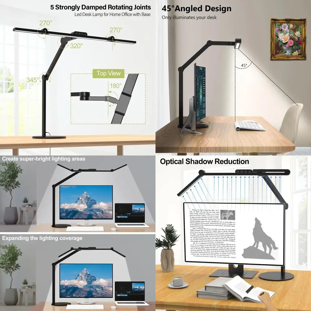 

Adjustable LED Desk Lamp with 24W Auto Dimming, Rotatable Arm for Home Office and Workbench