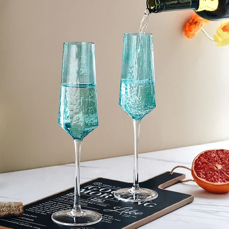 Crystal Champagne Cup with High Aesthetic Value, High end, Light Luxury, High Foot Cup, Sparkling Wine Fairy Wine Cup