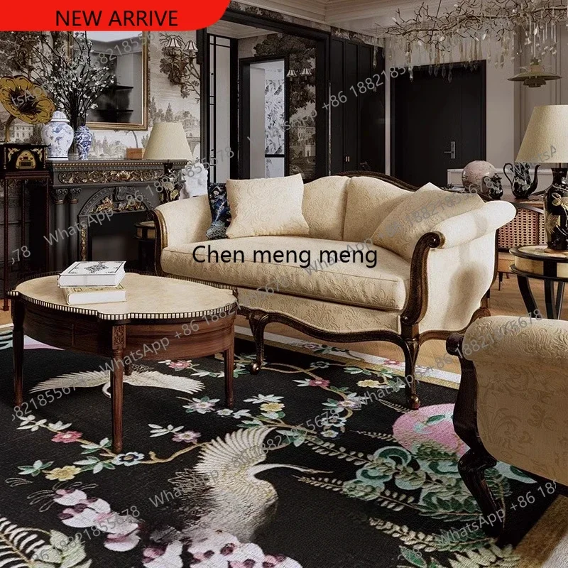 

d178 Fabric Antique Living Room Sofas European Beige Designer Nordic Lounges Sofas Double Armchair Divani Soggiorno Home Furnitu