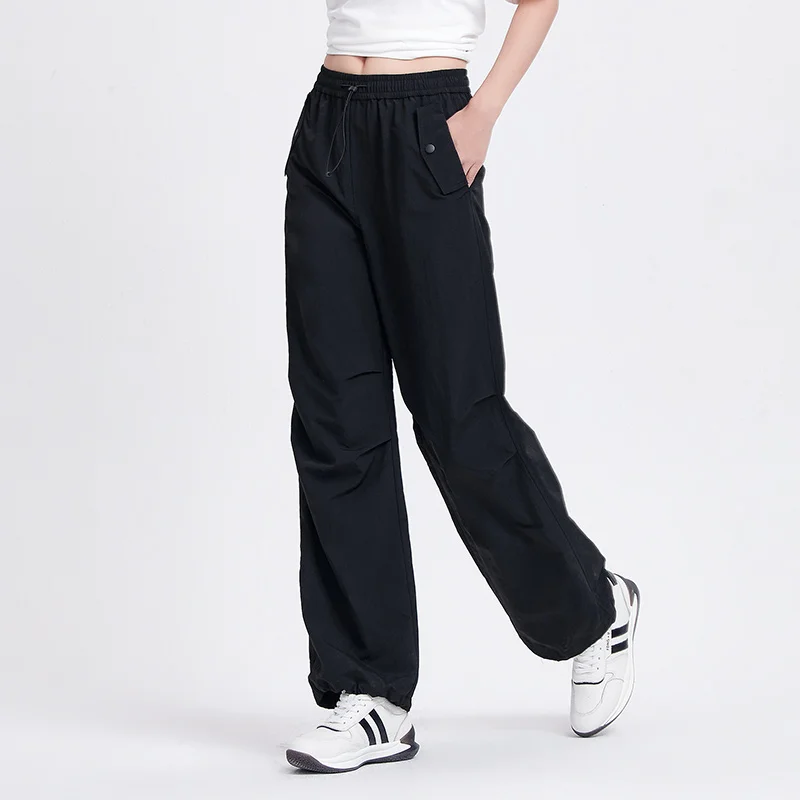 Semir Casual Pants Women Textured Wide Leg Pants 2024 New Summer Elastic Waist Parachute Pants High Street