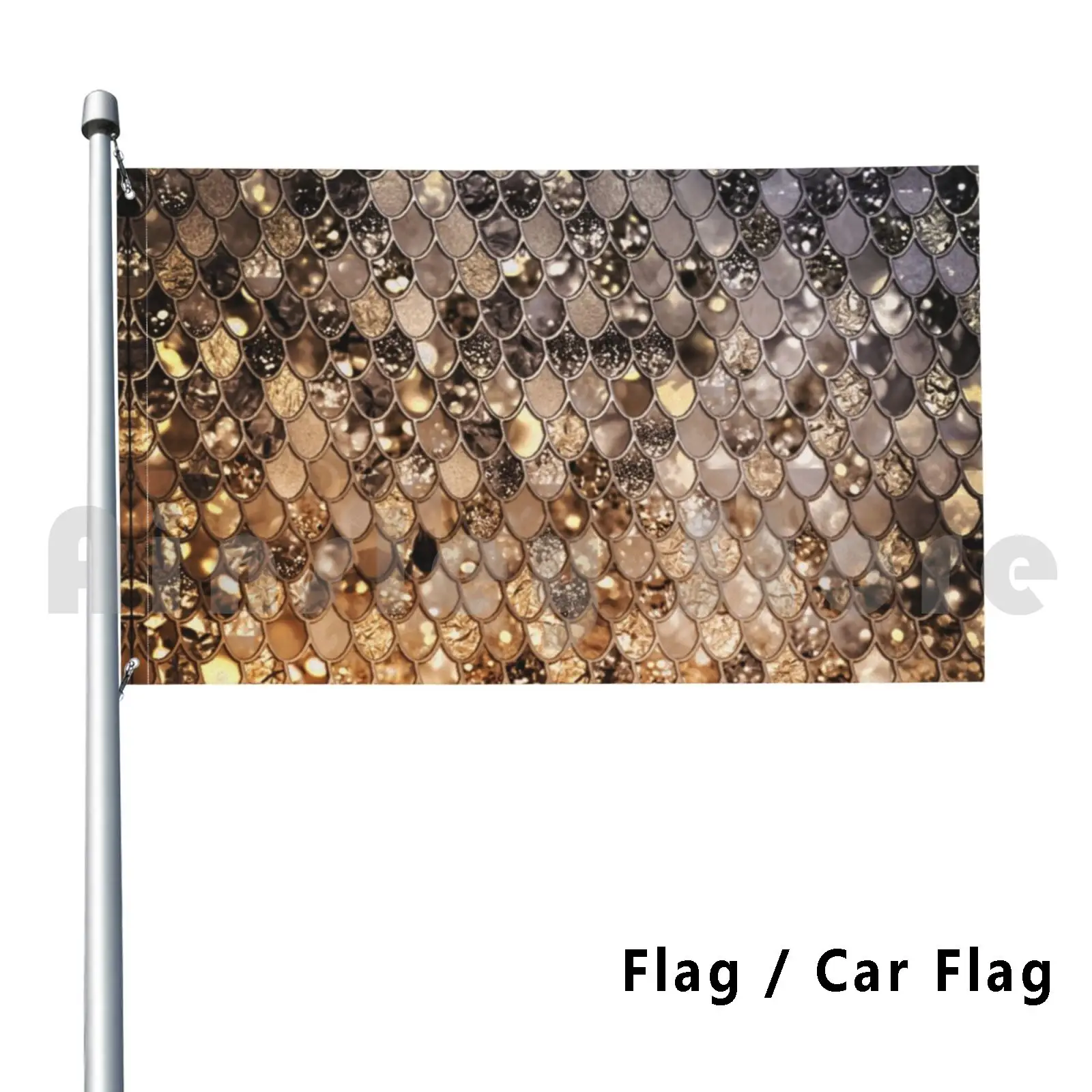 Dark Gold And Bronze Mermaid Scales Flag Car Flag Funny Abstract Animal Blink Fish Fish Scale Fish