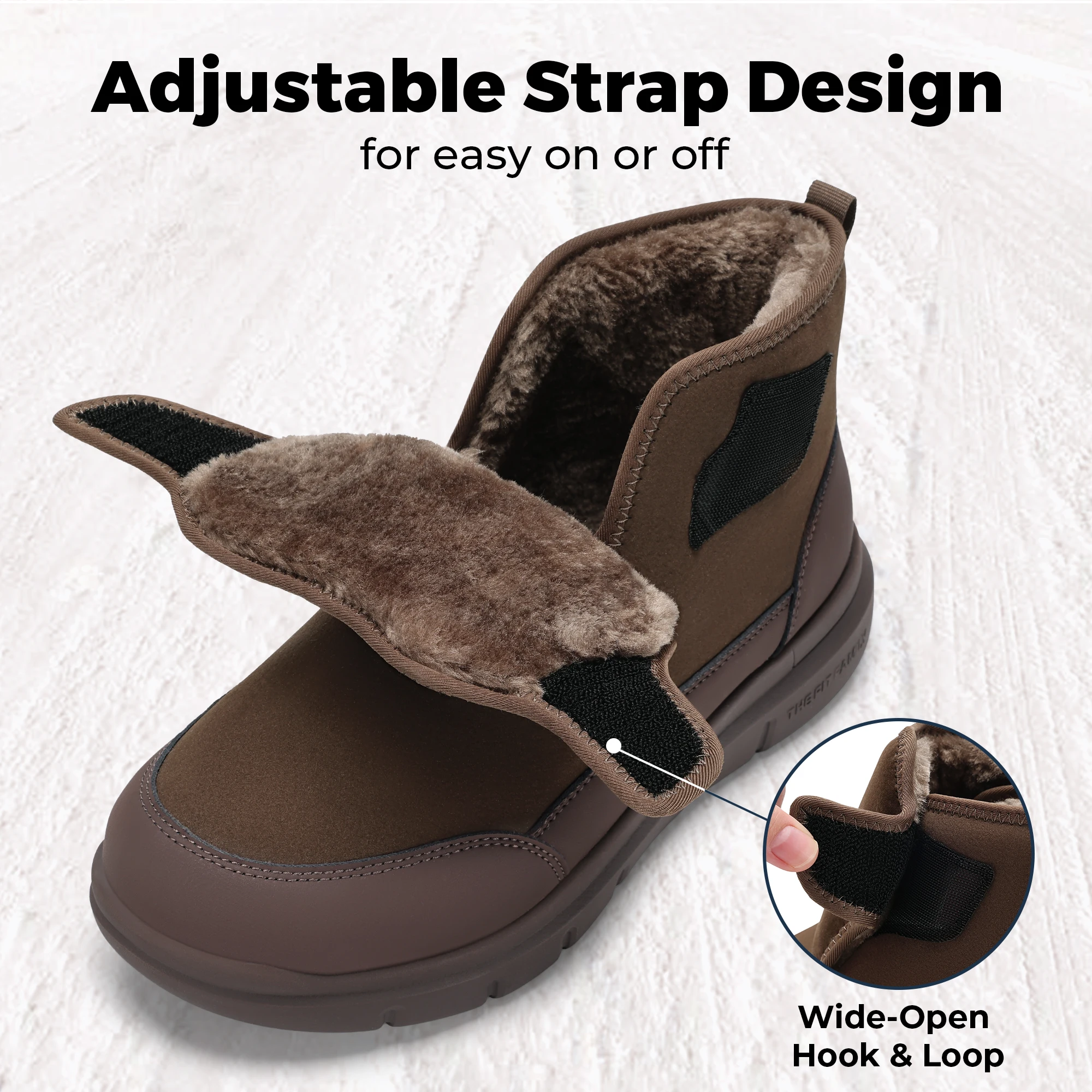 Fittington Herren Winter-Wanderstiefel, extra breite Zehenpartie, Diabetiker-Schuhe für Männer, warm gefüttert mit Fleece, lässige Wander-Schneestiefel für den Herbst – Detail 5