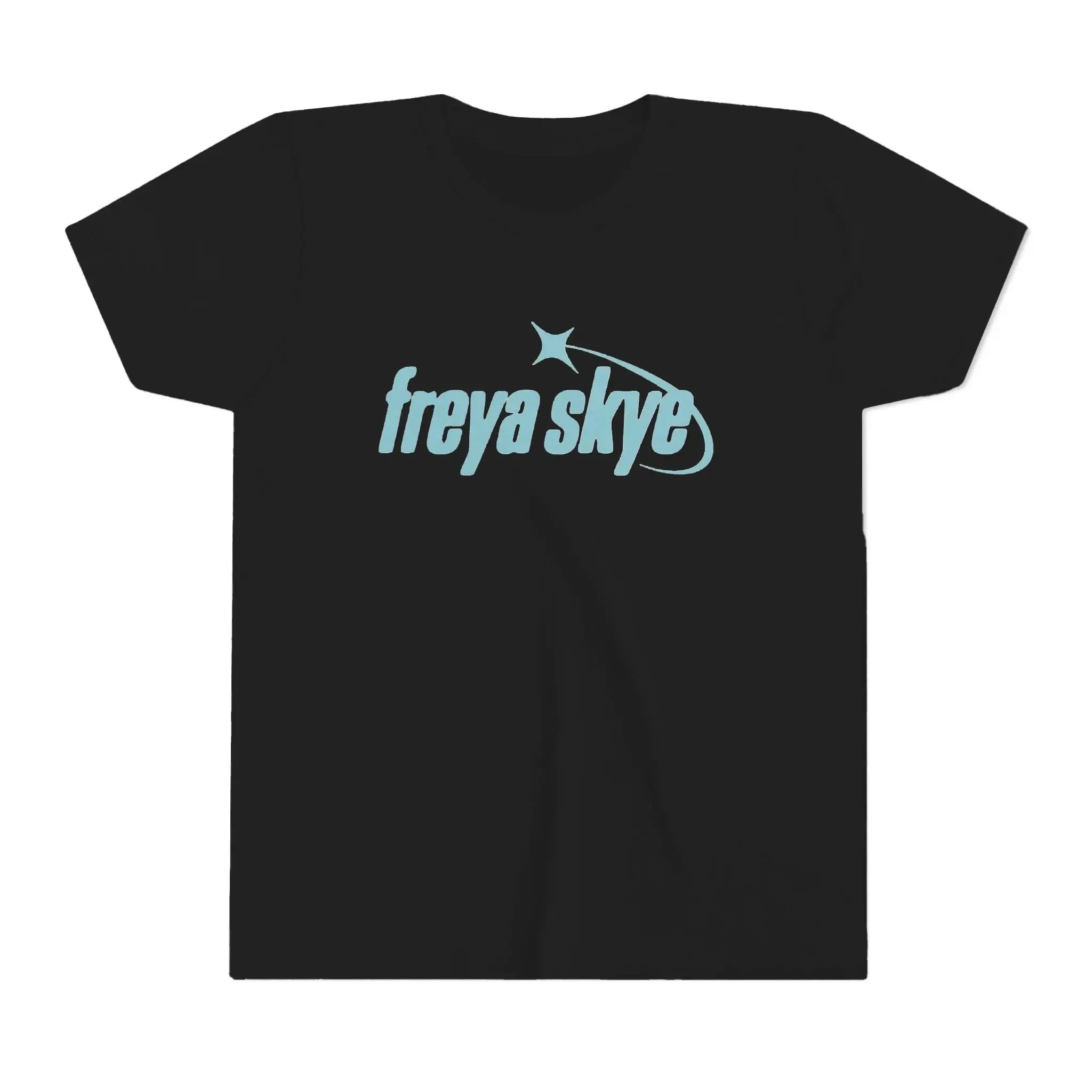 Freya Skye Logo T-Shirt with Star Embellishments and Curved Decorative Design, Women And Men T-Shirt