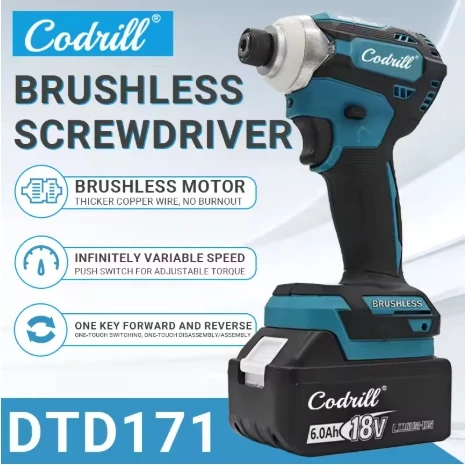

Makita DTD171 аккумуляторная отвертка, динамометрический инструмент, ударный пистолет, электрический инструмент, беспроводное сверло 18 В