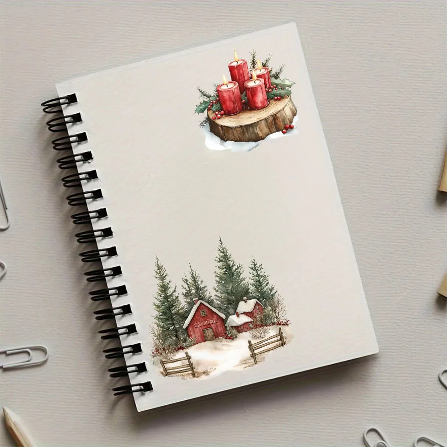3 Stück rustikal rot grün Weihnachten UV DTF Glas Tasse Wrap Transfer Aufkleber Tassen Grußkarten Winter Weihnachtsbaum Ornament Home Decor – Detail 8