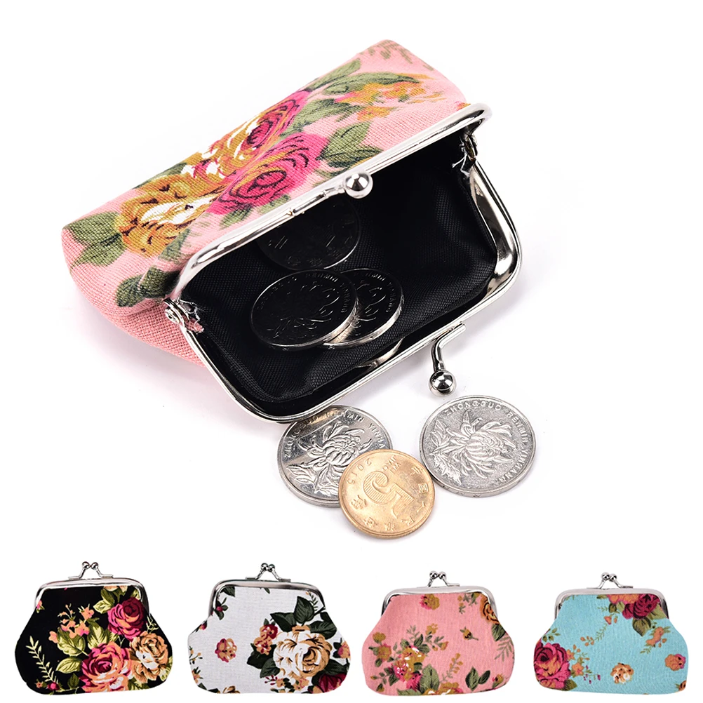 

1 Pc Women Coin Purse Flower Printing Ladies Coin Purse Pocket Coin Pouch Key Credit