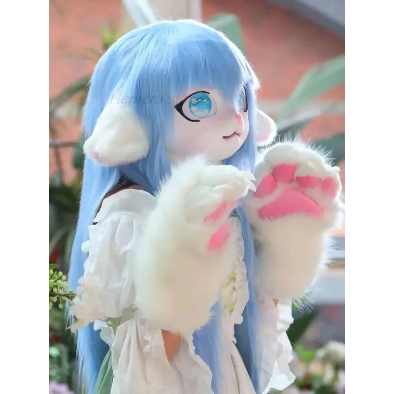 

qq023Fursuit Kigurumi Furry Cosplay Rubbit Doll Cat costumes Heads Wearable Kig Headsets Animal Costume