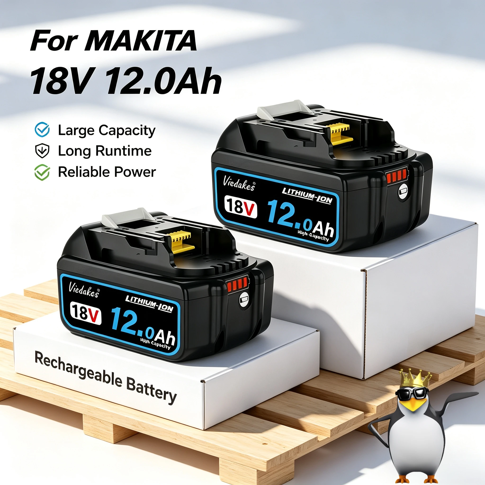 New 18V 8Ah/10Ah/12Ah Power Tool Battery for Makita 18V Battery DGA404 DTW700 DHR202 DJV182 DDF487 DTD172 DHP489️ LIthium batter