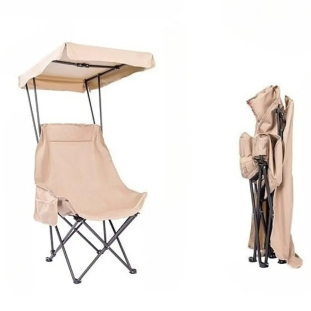 

Outdoor Fishing Camping Folding Chair Sunshade Roof with Umbrella Sun Protection Portable Backrest Beach Chair Equipment