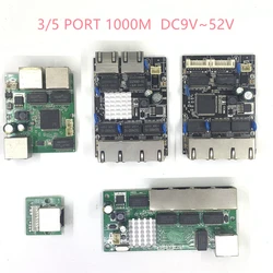 Módulo integrado dc 5v 12v16v 18v 24v36v48v 1a-3a do interruptor dos ethernet do gigabit do porto de 10/100/1000m 5 no interruptor industrial dos ethernet