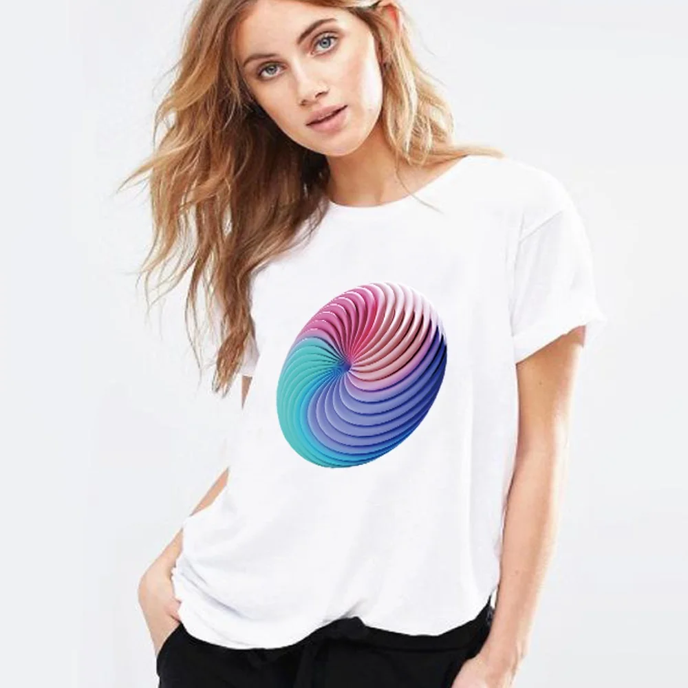 T-Shirts Women's Round Neck Breathable Short Sleeves Simple 3D Printed 2022 Summer Fashion Casual Women's T-Shirt Tops