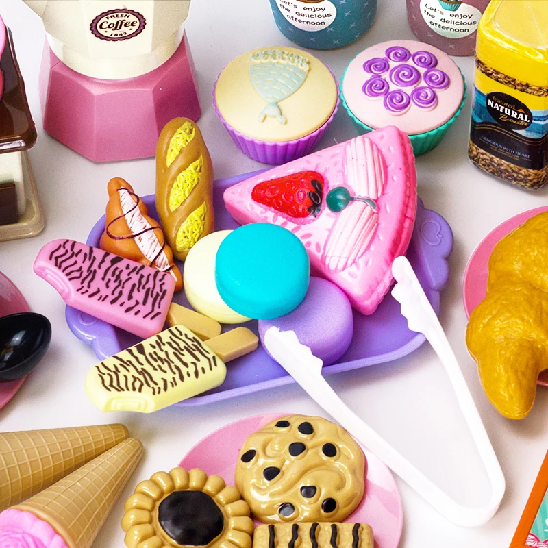 فتاة الشاي مجموعة DIY محاكاة لعبة القهوة الغذاء مصغرة التظاهر اللعب كعكة المطبخ طفل التعليم ألعاب أطفال لعيد ميلاد 3 سنوات