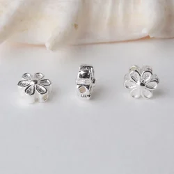 solid 925 sterling silver flower charm beads, spacer charm beads for necklace, bracelet,earring sterling silver jewelry