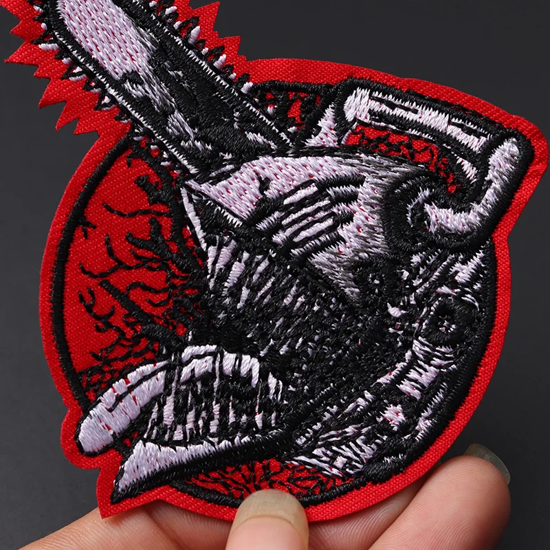 Chainsaw Man size: 7.5x8.5cm Iron On Patch Embroidered Applique Sewing Clothes Stickers Garment Apparel Accessories Badge