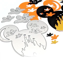 Halloweenowy zamek wykrojniki Disney Mouse Diecut dla DIY Scrapbooking dekoracyjne kartki papierowe rzemiosło Making nowy 2023. Mold