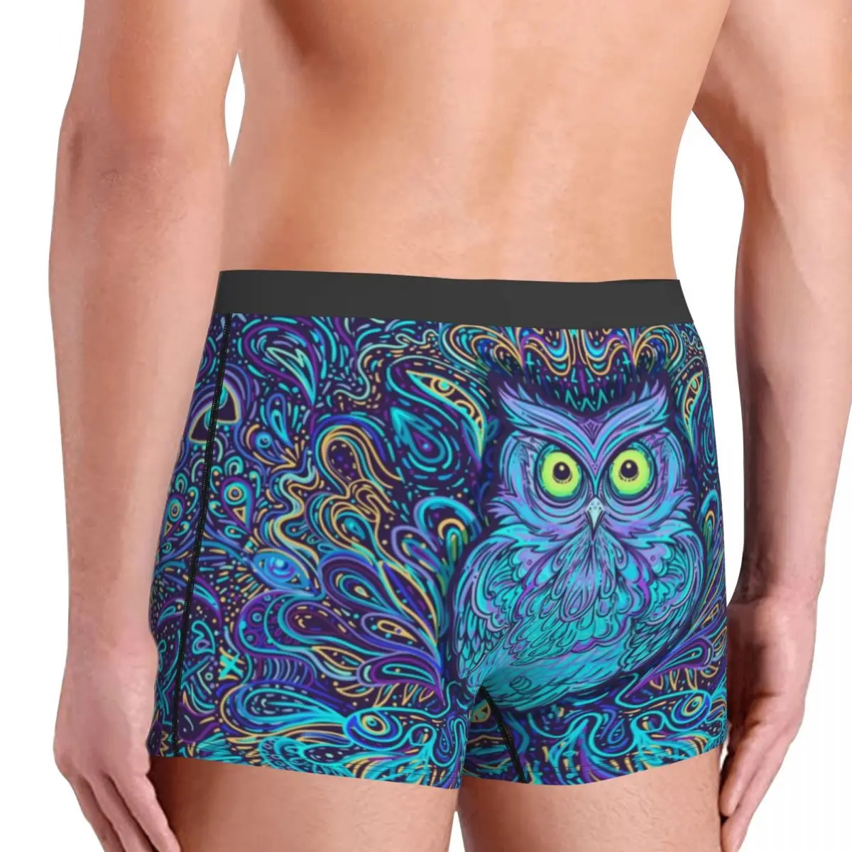 Custom Owl Mandala Underwear Men Stretch Animal Boxer Briefs Shorts Panties Soft Underpants For Homme