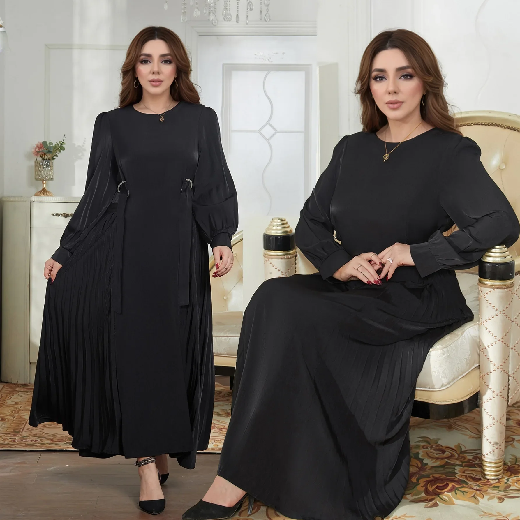 Muslim Abaya for Women Modest Dresses Jalabiya Eid Ramadan Arab Long Robe Islam Folds Vestidos Morocco Dubai Abayas Kaftan