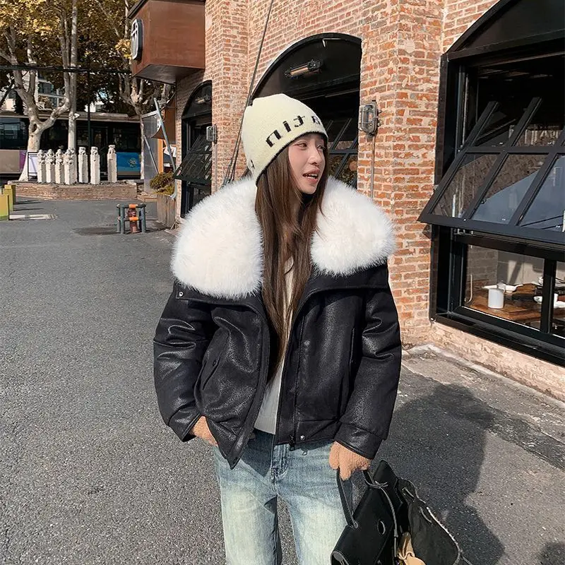 

Autumn and Winter New Women's Fake Fur Jacket Loose Short Down Cotton Jacket