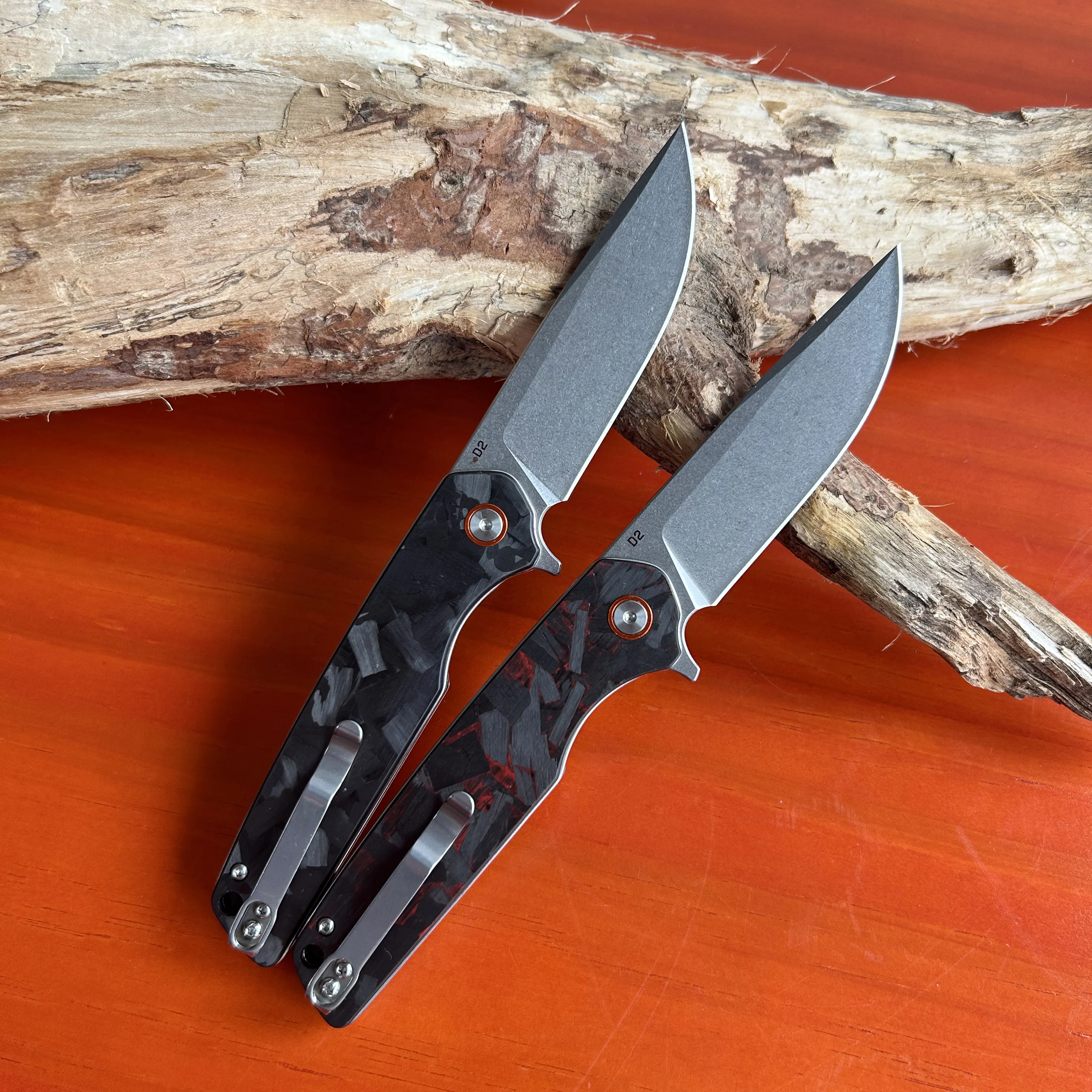 Carbon Fiber Pocket Folding Knife D2 Steel Blade Ball Bearing Outdoor Survival Knives EDC Camping Hand Tool GT961 Jackknife view 6