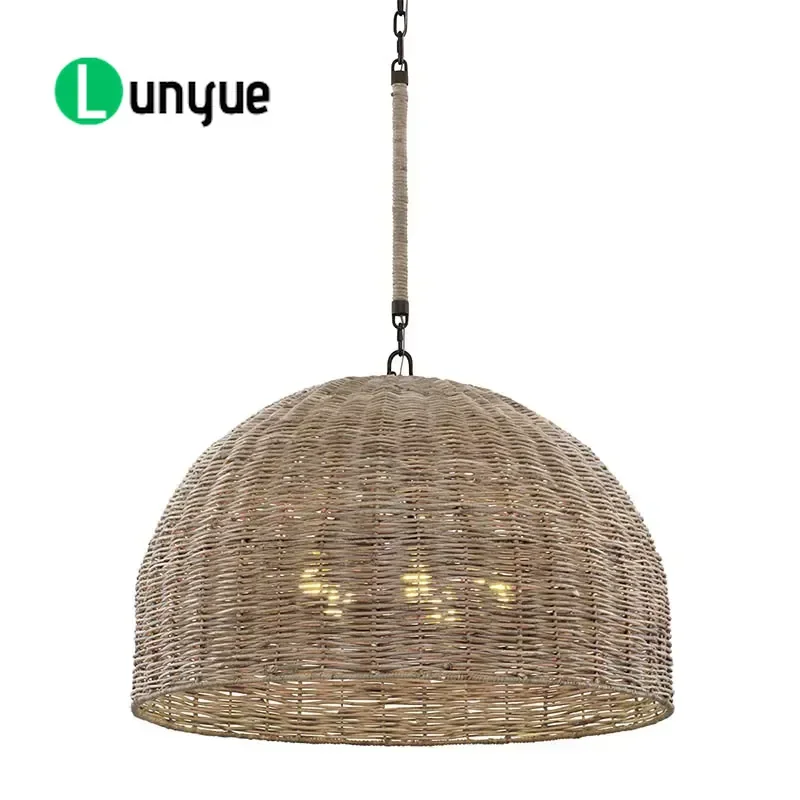 Modern Natural Rattan Hand Woven Chandelier Pendant Light Fixture For Home Restaurant Hotel Decoration Wholesale Lighting