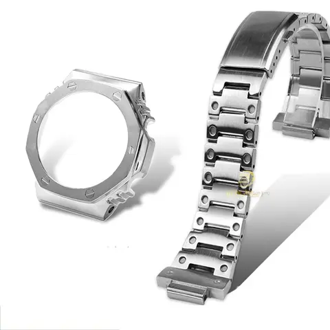 Mod Kit GA-2100 GA2110 GA-B2100 Solid metal strap+case For Casio G-shock 5611 GA2100 modified men Stainless steel Bracelet shell