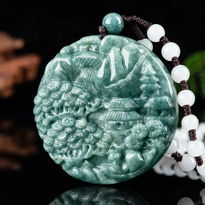 100% naturalny jadeit klasy A wisiorek z jadeitem góra i woda marki męski i damski naszyjnik biżuteria bezpłatna wysyłka przedmiotów