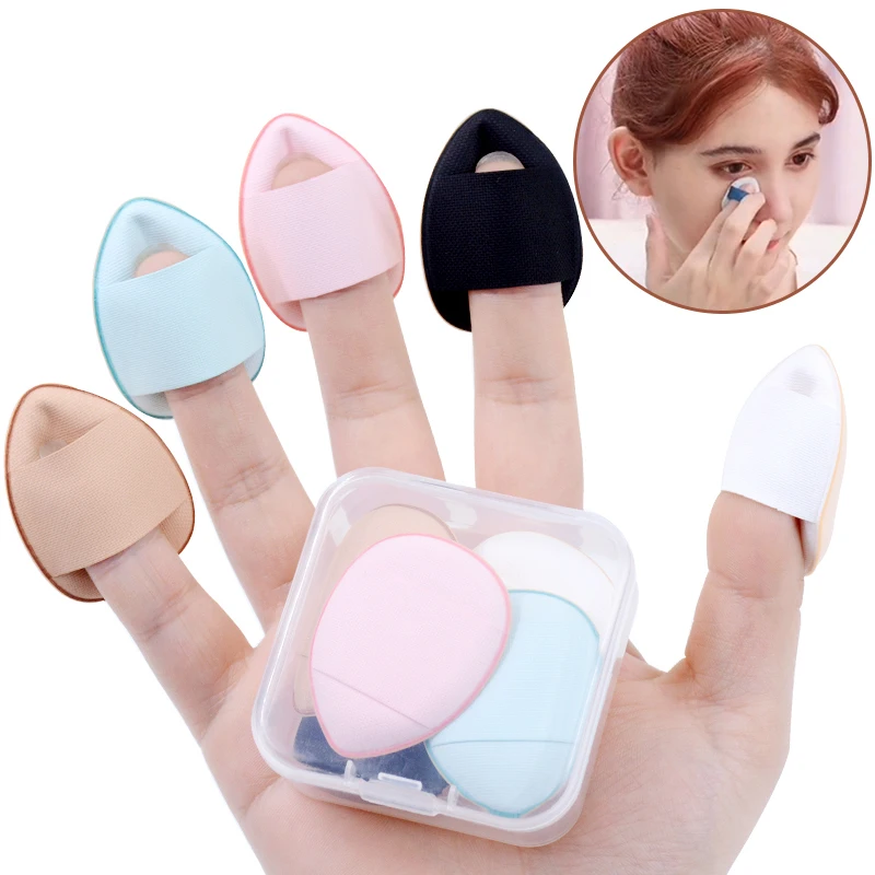 5/10 Stuks Mini Vinger Puff Foundation Kleine Luchtkussen Poeder Spons Gezicht Concealer Bb Crème Cosmetische Applicator Make-Up Tools