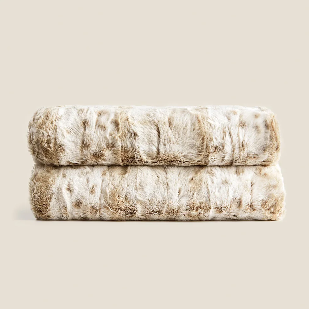 Simple Winter Blanket Thickened Camel Leopard Print Throw Blanket Double Nap Blankets Warm Knee Blankets Bed Covers King Size