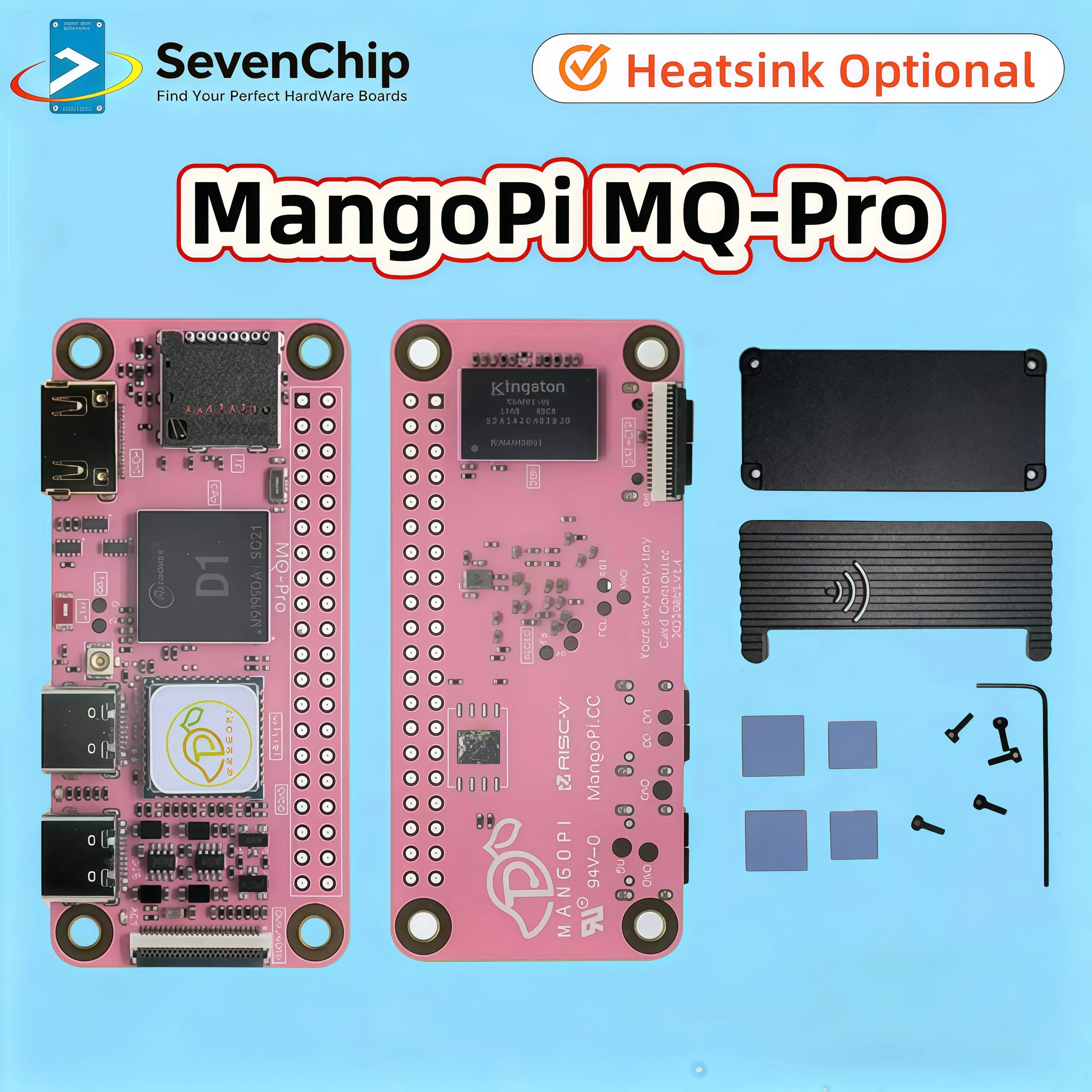 MangoPi MQ-Pro Heatsink Optional, Allwinner D1 Board SBC Domestic RISCV Art Mango Pi 512MB/1GB, Compared Orange Pi Raspberry Pi