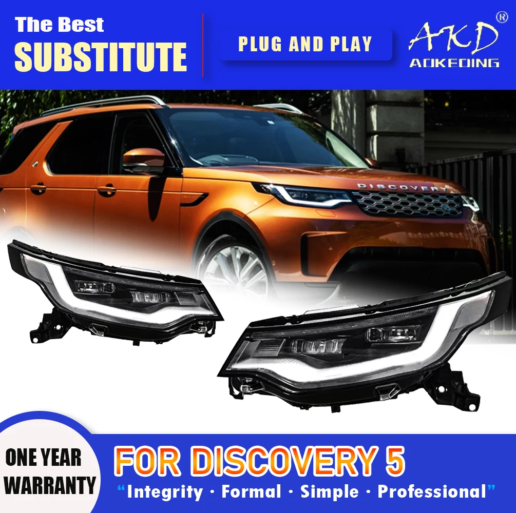 

Фара AKD для Land Rover Discovery 5, светодиодная фара 2017-2020 LR5, фары DRL, указатель поворота, дальний свет, проектор «ангельский глаз»